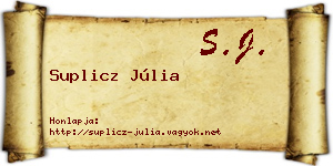 Suplicz Júlia névjegykártya